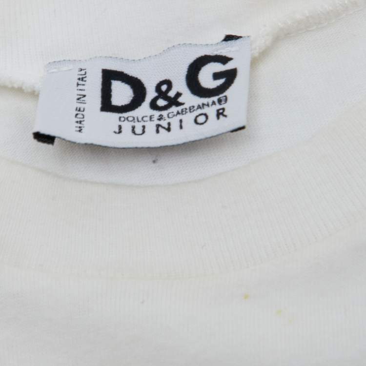 Pre Owned D&G Junior White Logo Print Cotton Full Sleeve T-Shirt 5Y