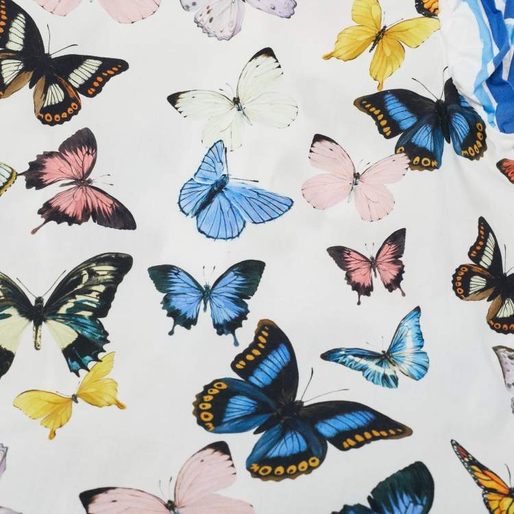 Pre Owned Dolce & Gabbana Kids White Butterfly Print Cotton Dress Set 6-9M