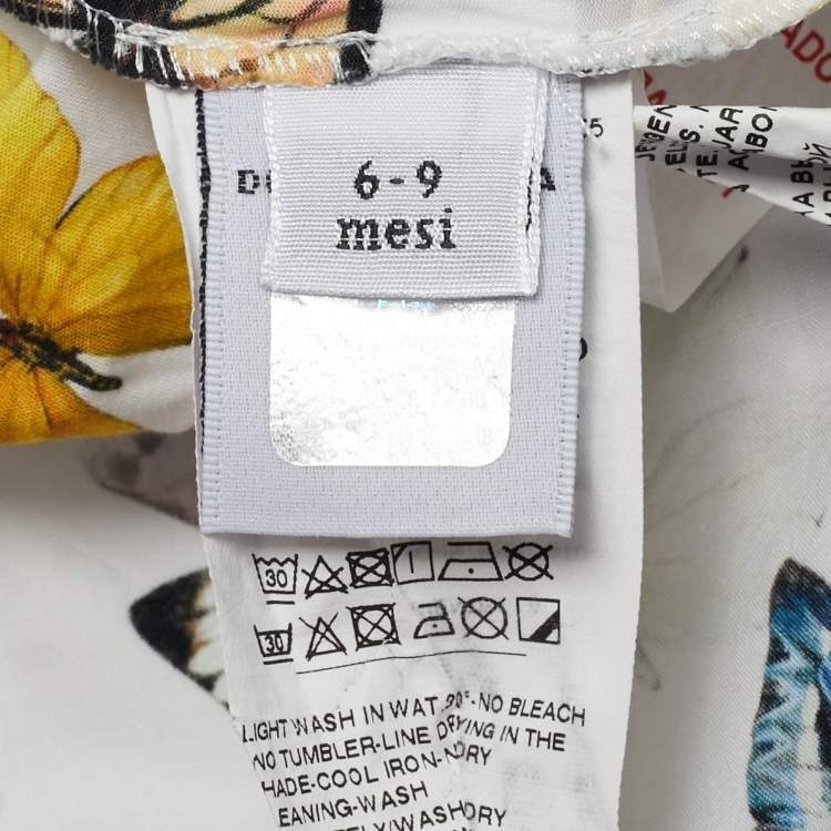 Pre Owned Dolce & Gabbana Kids White Butterfly Print Cotton Dress Set 6-9M