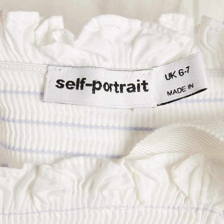 Pre Owned Self-Portrait White Embroidered Cotton Smocking Dress 6-7Yrs