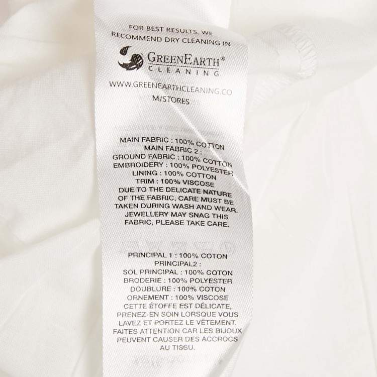 Pre Owned Self-Portrait White Embroidered Cotton Smocking Dress 6-7Yrs