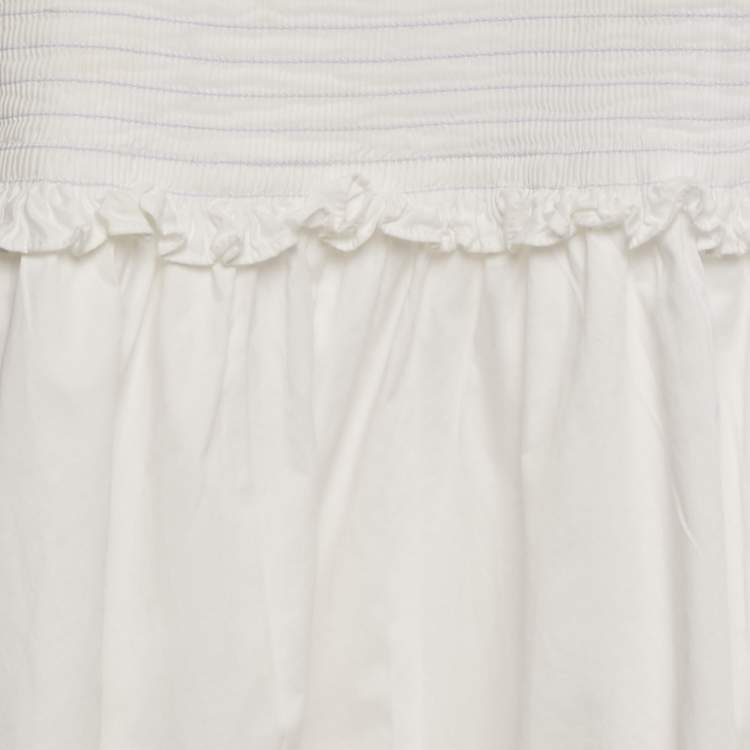 Pre Owned Self-Portrait White Embroidered Cotton Smocking Dress 6-7Yrs