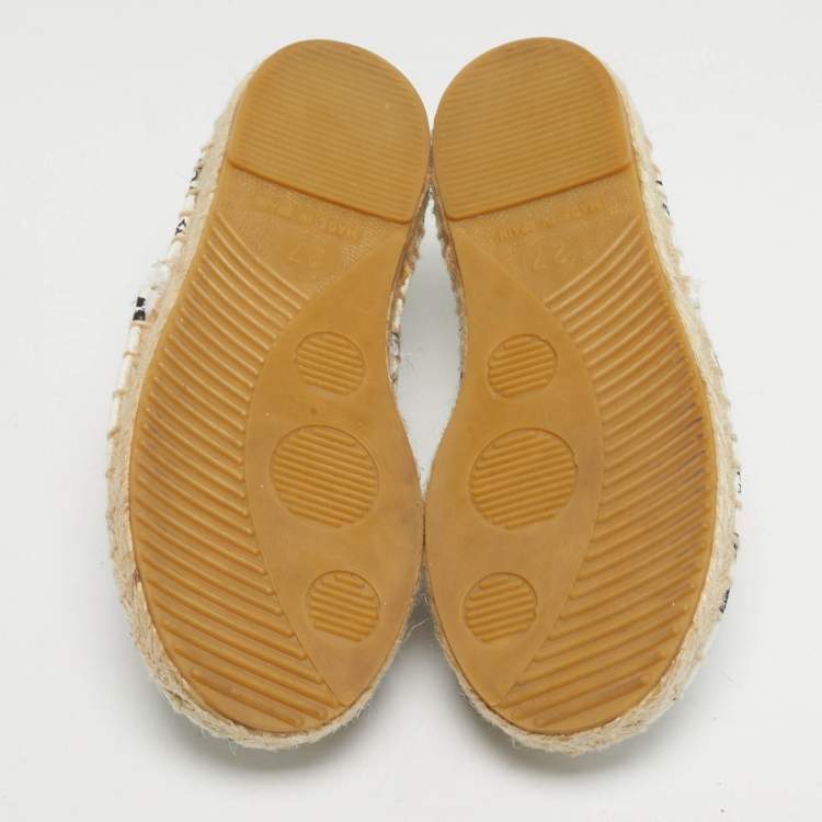 Pre Owned Dolce & Gabbana Size 27 White Canvas Star Printed Espadrilles 