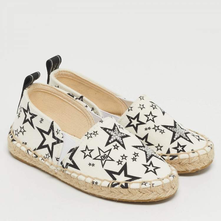 Pre Owned Dolce & Gabbana Size 27 White Canvas Star Printed Espadrilles 