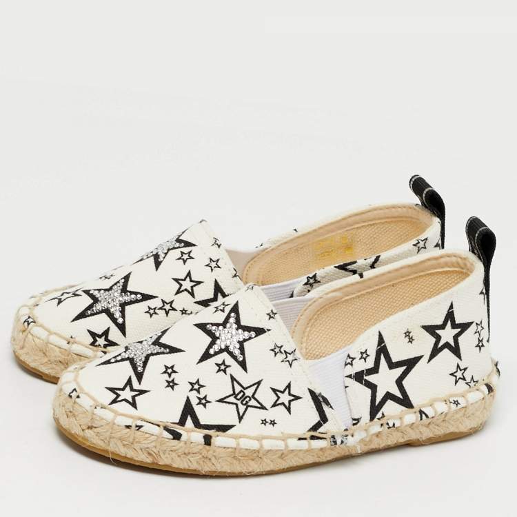 Pre Owned Dolce & Gabbana Size 27 White Canvas Star Printed Espadrilles 