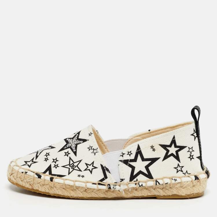 Pre Owned Dolce & Gabbana Size 27 White Canvas Star Printed Espadrilles 