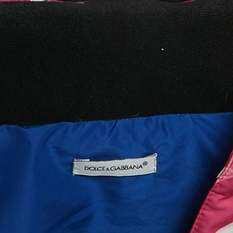مملوكة مسبقًا Dolce & Gabbana Pink Printed Synthetic Fur Trim Down Jacket Size11/12Yrs