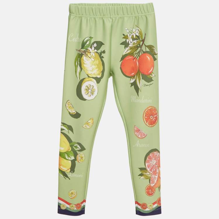 Pre Owned Dolce & Gabbana Kids Green Orange Print Jersey Pants 6Yrs