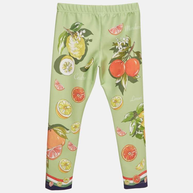 Pre Owned Dolce & Gabbana Kids Green Orange Print Jersey Pants 6Yrs