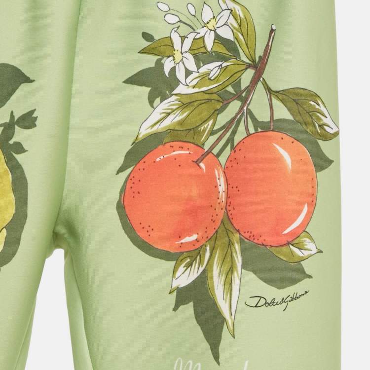 Pre Owned Dolce & Gabbana Kids Green Orange Print Jersey Pants 6Yrs