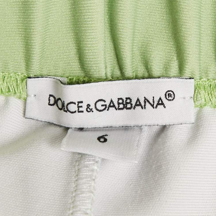 Pre Owned Dolce & Gabbana Kids Green Orange Print Jersey Pants 6Yrs