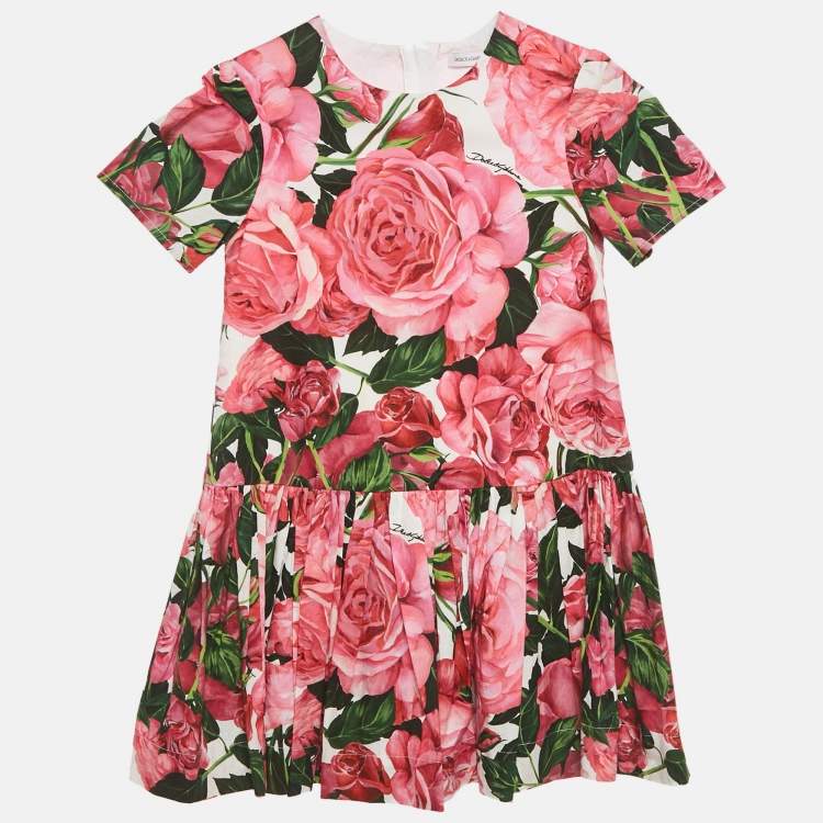 Pre Owned Dolce & Gabbana Kids Pink Floral Print Poplin Dress 4Yrs