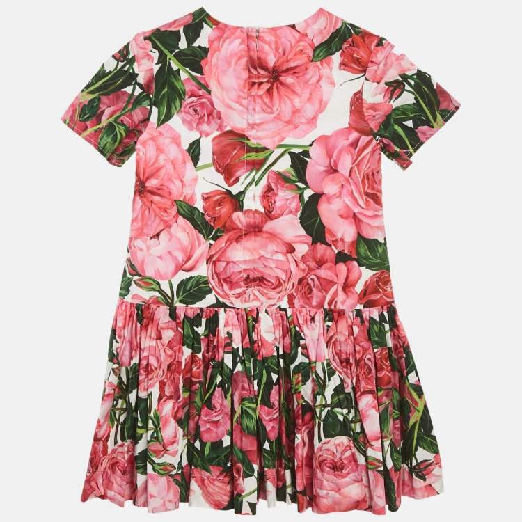 Pre Owned Dolce & Gabbana Kids Pink Floral Print Poplin Dress 4Yrs