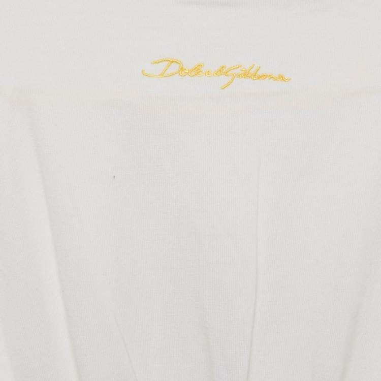 Pre Owned Dolce & Gabbana Kids White/Yellow Majolica Print Cotton Dress 4Yrs