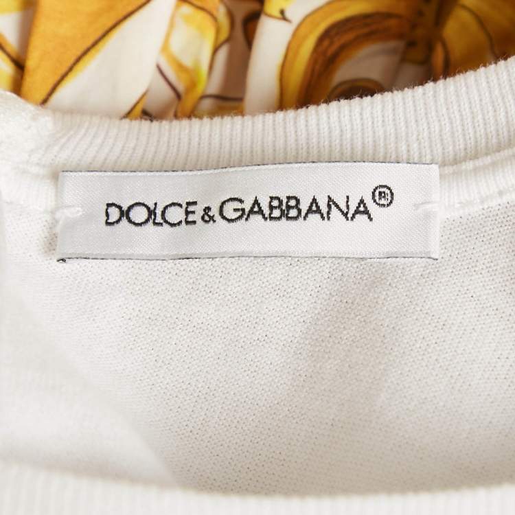 Pre Owned Dolce & Gabbana Kids White/Yellow Majolica Print Cotton Dress 4Yrs