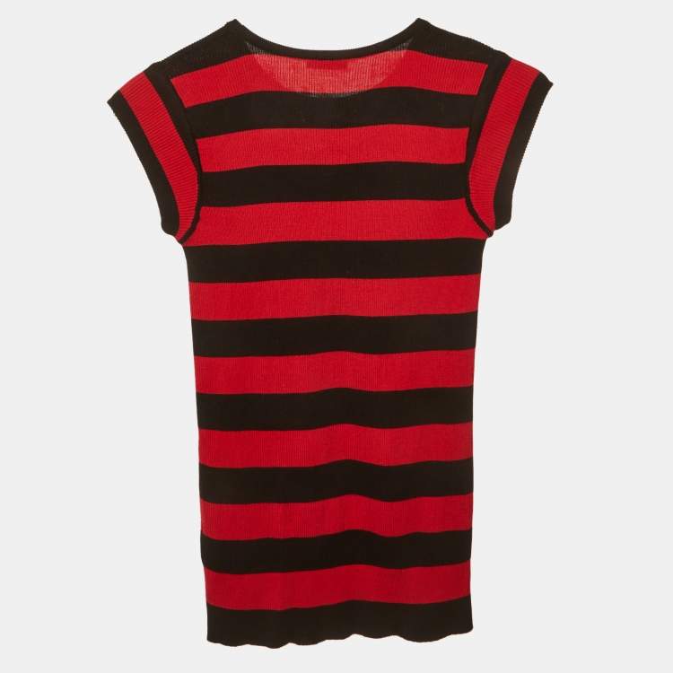 Pre Owned Dolce & Gabbana Red/Black Silk Stretch Knit Top 9/10 Yrs