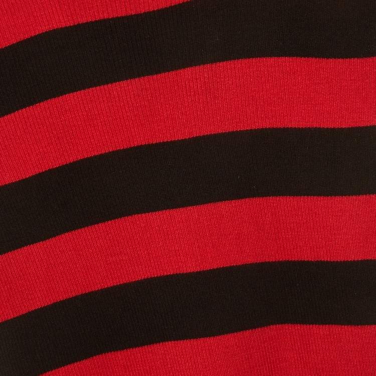 Pre Owned Dolce & Gabbana Red/Black Silk Stretch Knit Top 9/10 Yrs