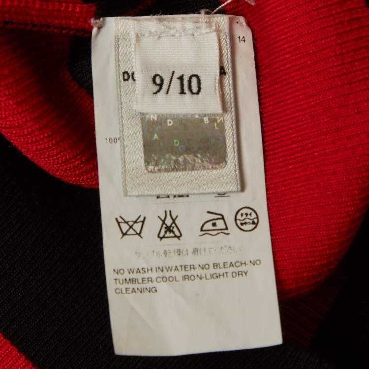 Pre Owned Dolce & Gabbana Red/Black Silk Stretch Knit Top 9/10 Yrs