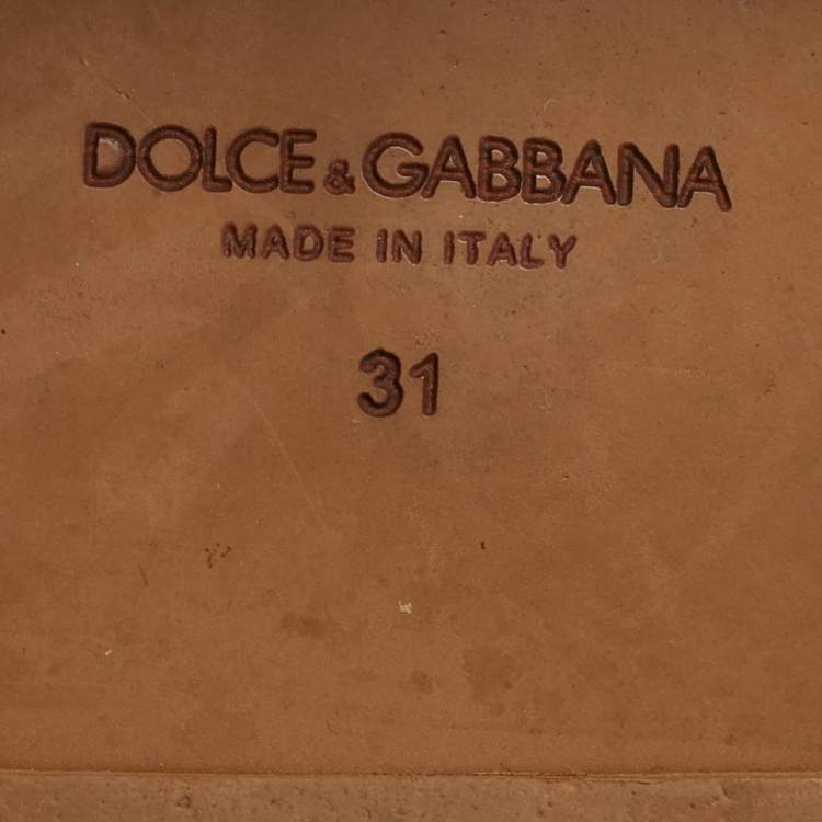 Pre Owned Dolce & Gabbana Size 31 White Leather DG Logo Ankle Strap Flat Sandals 