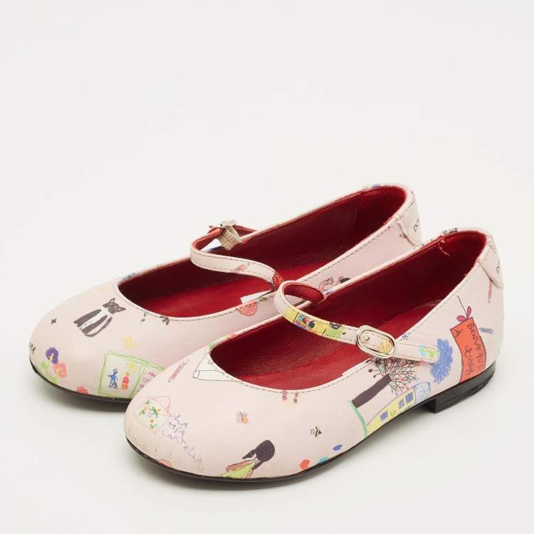 Pre Owned Dolce & Gabbana Back To School Size 26 Pink Leather Ballet Flats