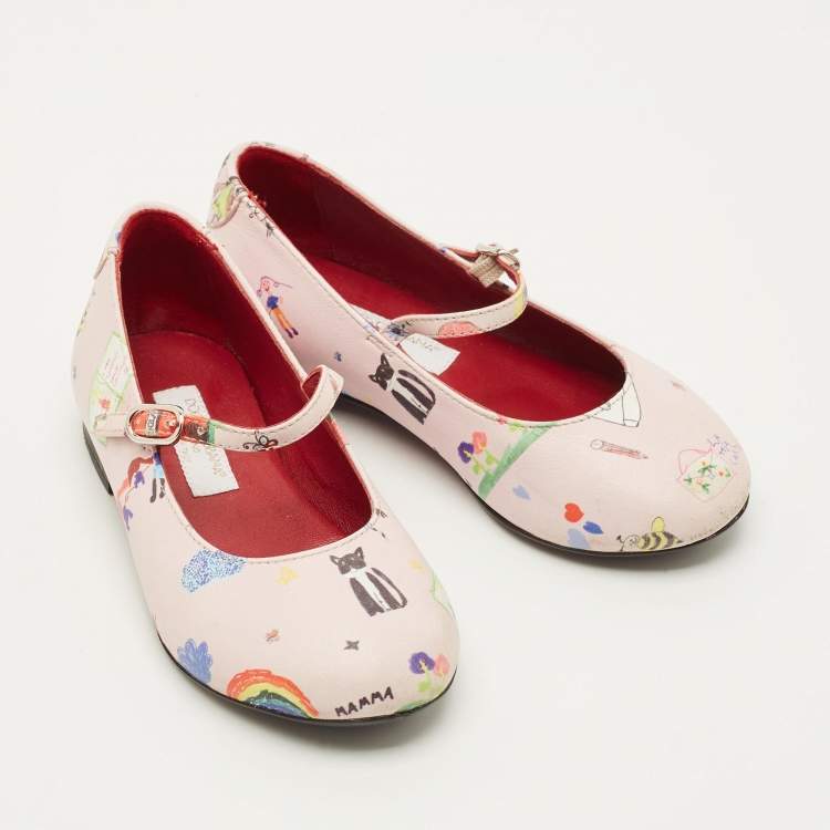 Pre Owned Dolce & Gabbana Back To School Size 26 Pink Leather Ballet Flats