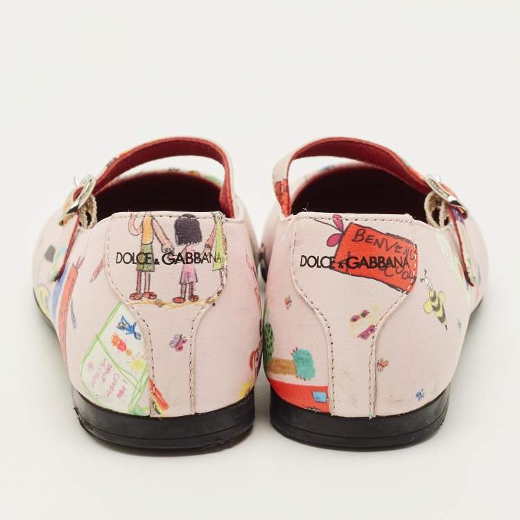 Pre Owned Dolce & Gabbana Back To School Size 26 Pink Leather Ballet Flats