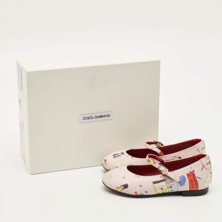 Pre Owned Dolce & Gabbana Back To School Size 26 Pink Leather Ballet Flats
