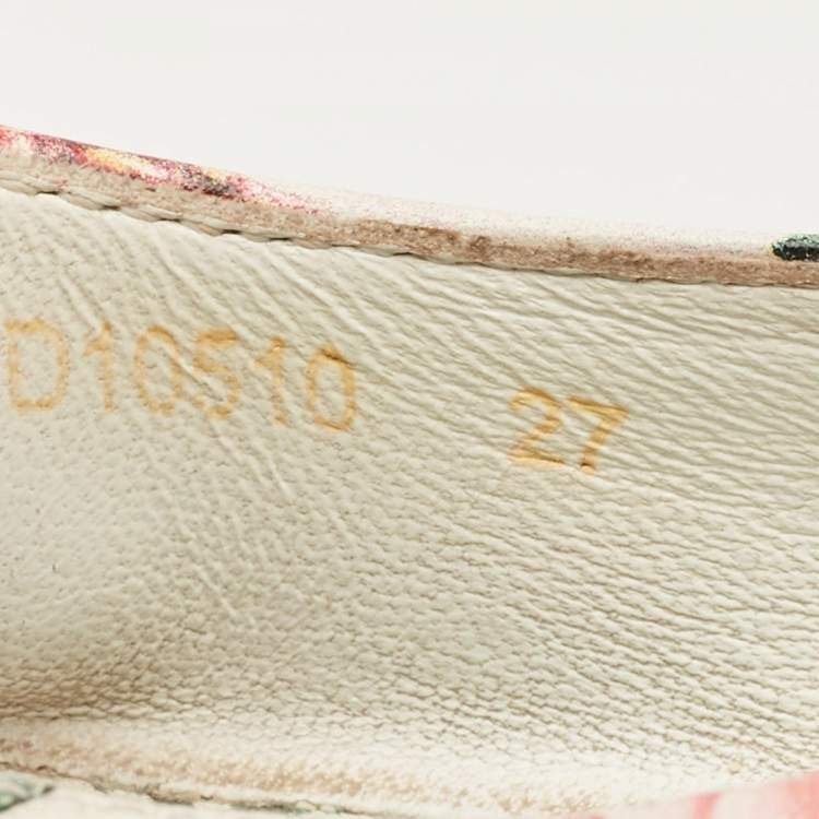 Pre Owned Dolce & Gabbana Size 27 Multicolor Leather Camellia Print Ballet flats 