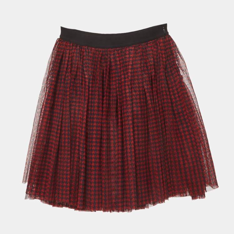 Pre Owned Dolce & Gabbana Kids Red Houndstooth Tulle Skirt 4Yrs