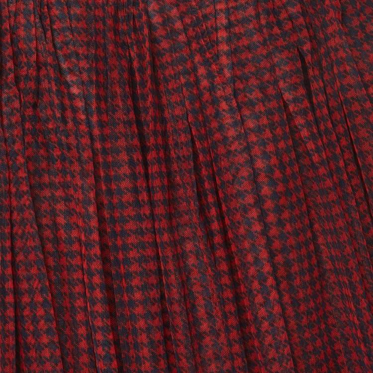 Pre Owned Dolce & Gabbana Kids Red Houndstooth Tulle Skirt 4Yrs