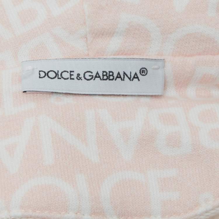 Pre Owned Dolce & Gabbana Pink Monogram Pattern Leopard Patch Hoodie and Pant Set 2-3 Yrs