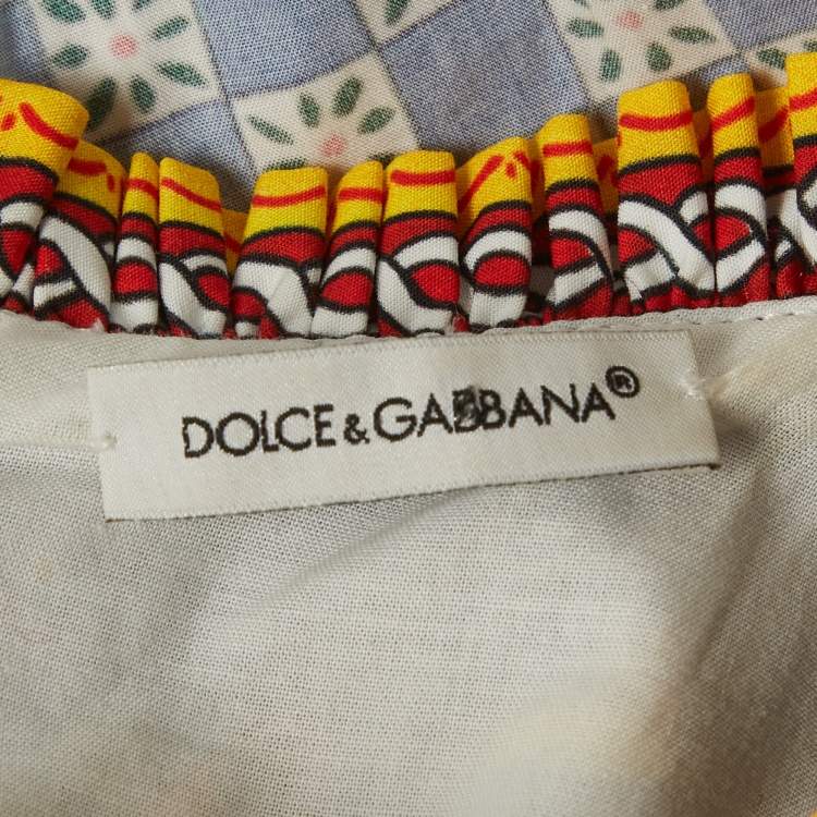 Pre Owned Dolce & Gabbana Kids Multicolour Carretto Print Cotton Flared Dress 7/8 Yrs