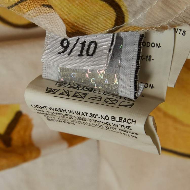 Pre Owned Dolce & Gabbana Kids White/Yellow Majolica-Print Flared Dress 9/10 Yrs