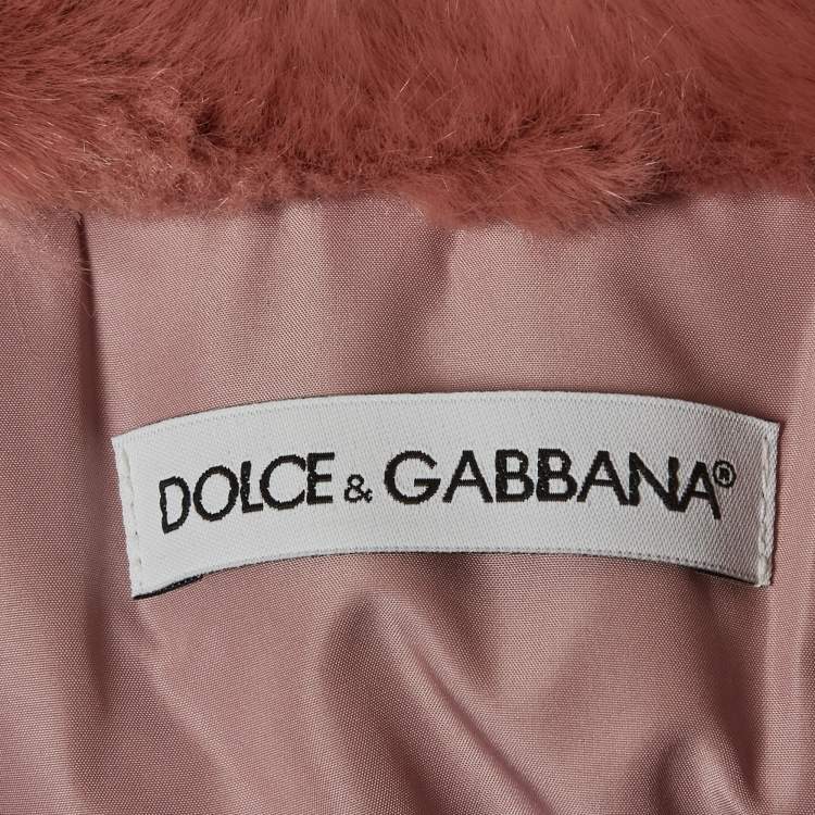 Pre Owned Dolce & Gabbana Kids Peach/Blue Denim & Fur Jacket Dress 3 Yrs 