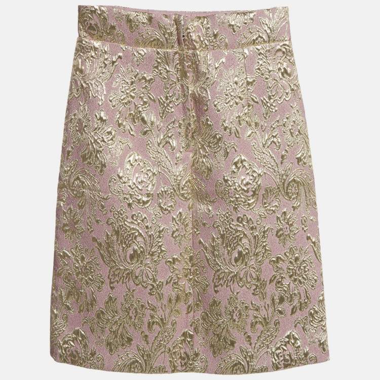 Pre Owned Dolce & Gabbana Kids Pink Brocade Mini Skirt 7/8Yrs