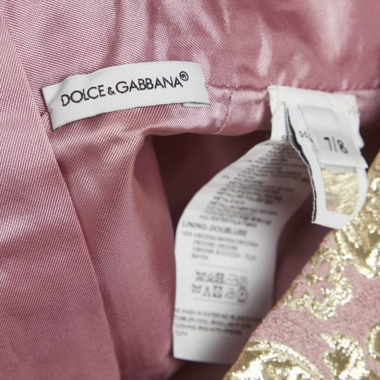 Pre Owned Dolce & Gabbana Kids Pink Brocade Mini Skirt 7/8Yrs