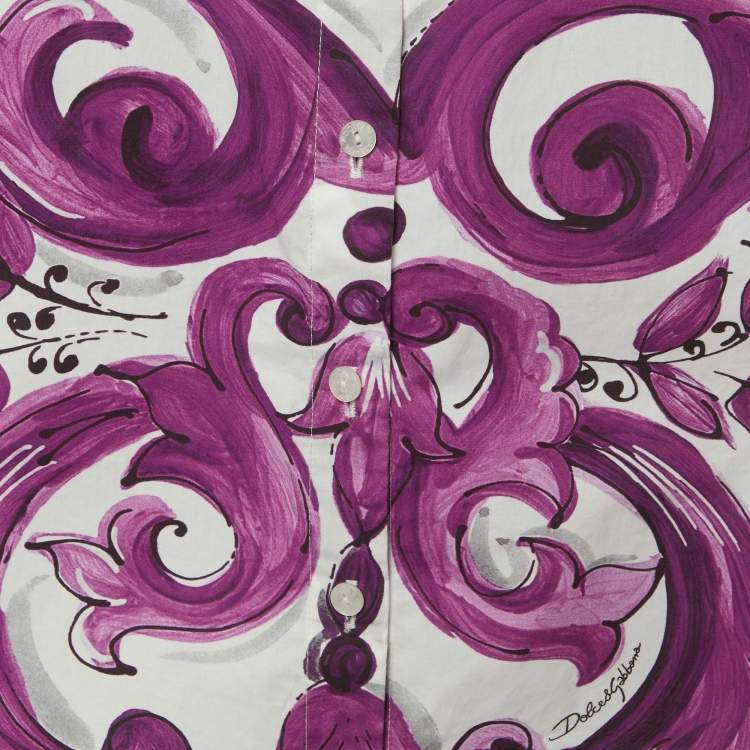 Pre Owned Dolce & Gabbana Kids White Majolica Print Cotton Top & Skirt Set 9/10 Yrs