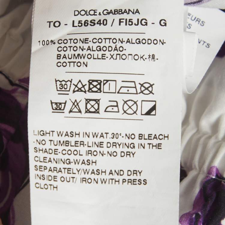 Pre Owned Dolce & Gabbana Kids White/Purple Majolica Print Cotton Top & Shorts Set 9/10 Yrs