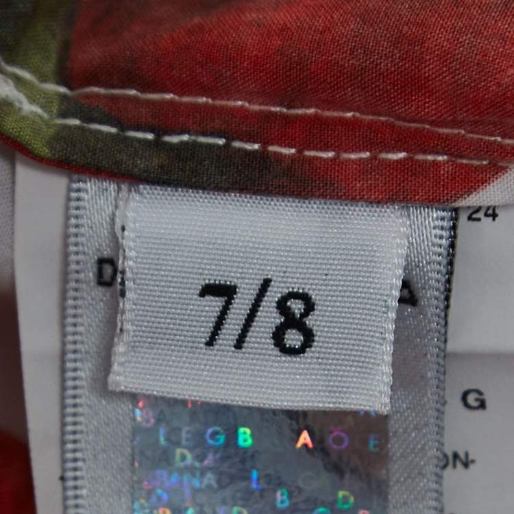 Pre Owned Dolce & Gabbana White/Red Floral Print Cotton Poplin Dress (7-8 Yrs)