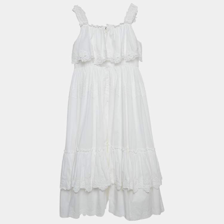 Pre Owned Dolce & Gabbana White Cotton Lace Trimmed Dress (11-12 Yrs)