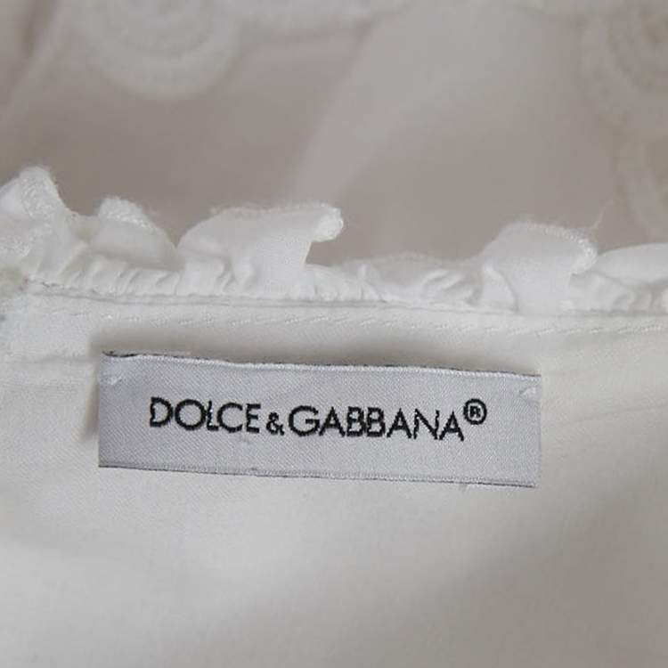 Pre Owned Dolce & Gabbana White Cotton Lace Trimmed Dress (11-12 Yrs)