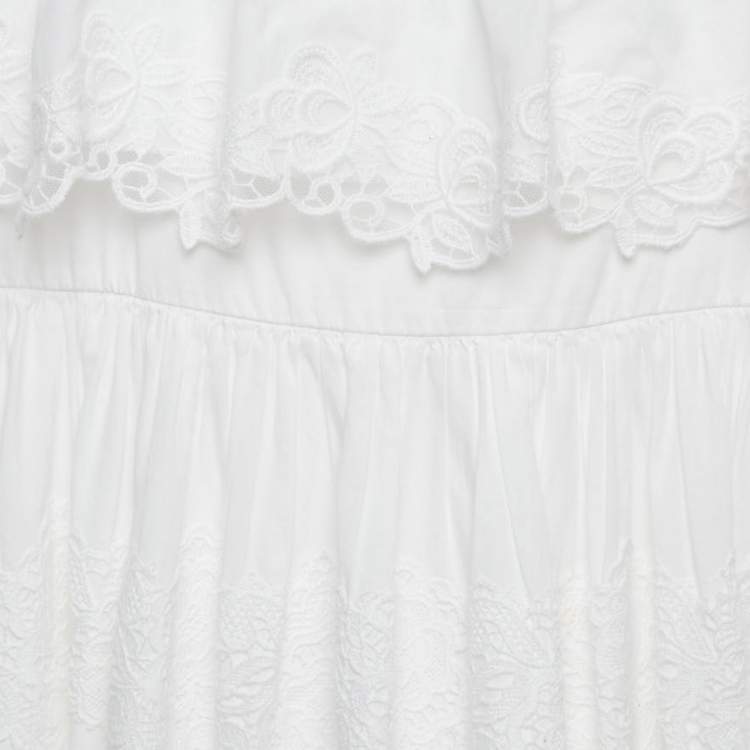 Pre Owned Dolce & Gabbana White Cotton Lace Trimmed Dress (11-12 Yrs)