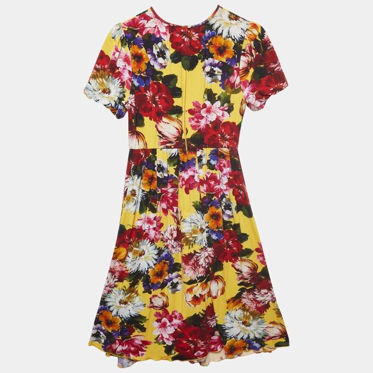 Pre Owned Dolce & Gabbana Yellow Floral Printed Jersey Dress (11-12 Yrs)