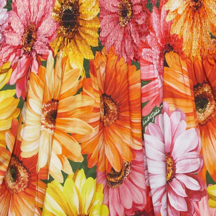 Pre Owned Dolce & Gabbana Multicolor Floral Printed Cotton Poplin Dress (11-12 Yrs)
