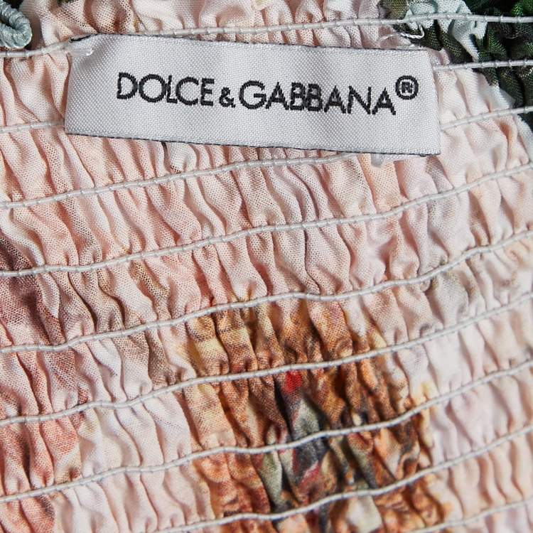 Pre Owned Dolce & Gabbana Blue/Multicolor Floral Printed Cotton Poplin Dress (11-12 Yrs)
