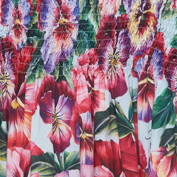 Pre Owned Dolce & Gabbana Multicolor Floral Printed Cotton Poplin Dress (11-12 Yrs)