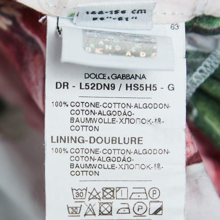 Pre Owned Dolce & Gabbana Blue/Multicolor Floral Printed Cotton Poplin Dress (11-12 Yrs)