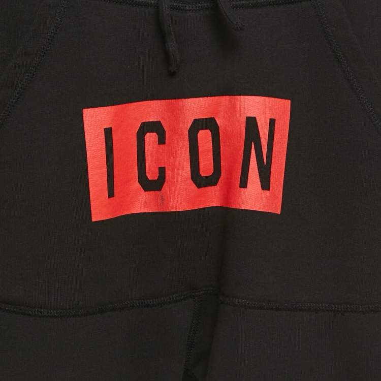 Pre Owned Dsquared2 Black Logo Print Cotton Joggers 16Yrs