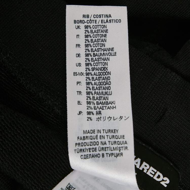 Pre Owned Dsquared2 Black Logo Print Cotton Joggers 16Yrs