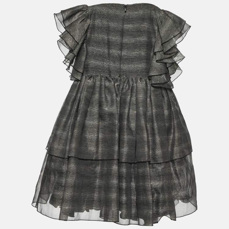 Pre Owned Elie Saab Kids Black Lurex Mesh Flared Dress 6 Yrs